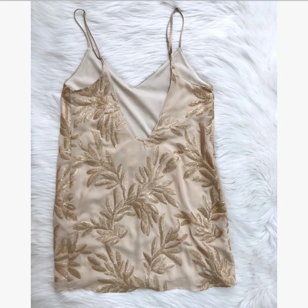Show Me Your Mumu Gold Metallic Leaf Print Dress - Picture 8 of 8